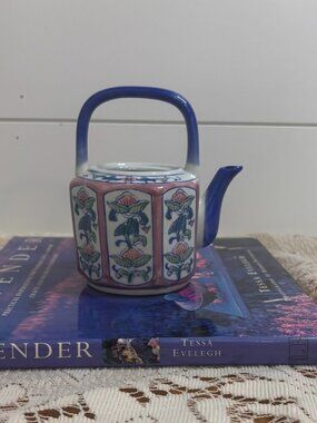 VTG Ben Rickert Hexagonal Ceramic Teapot / Planter - Hand Painted Floral